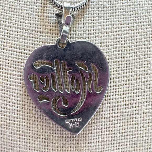 VTG Solid Sterling Silver 925 Mother Heart Pendant Necklace Size 18" Length - Picture 6 of 14